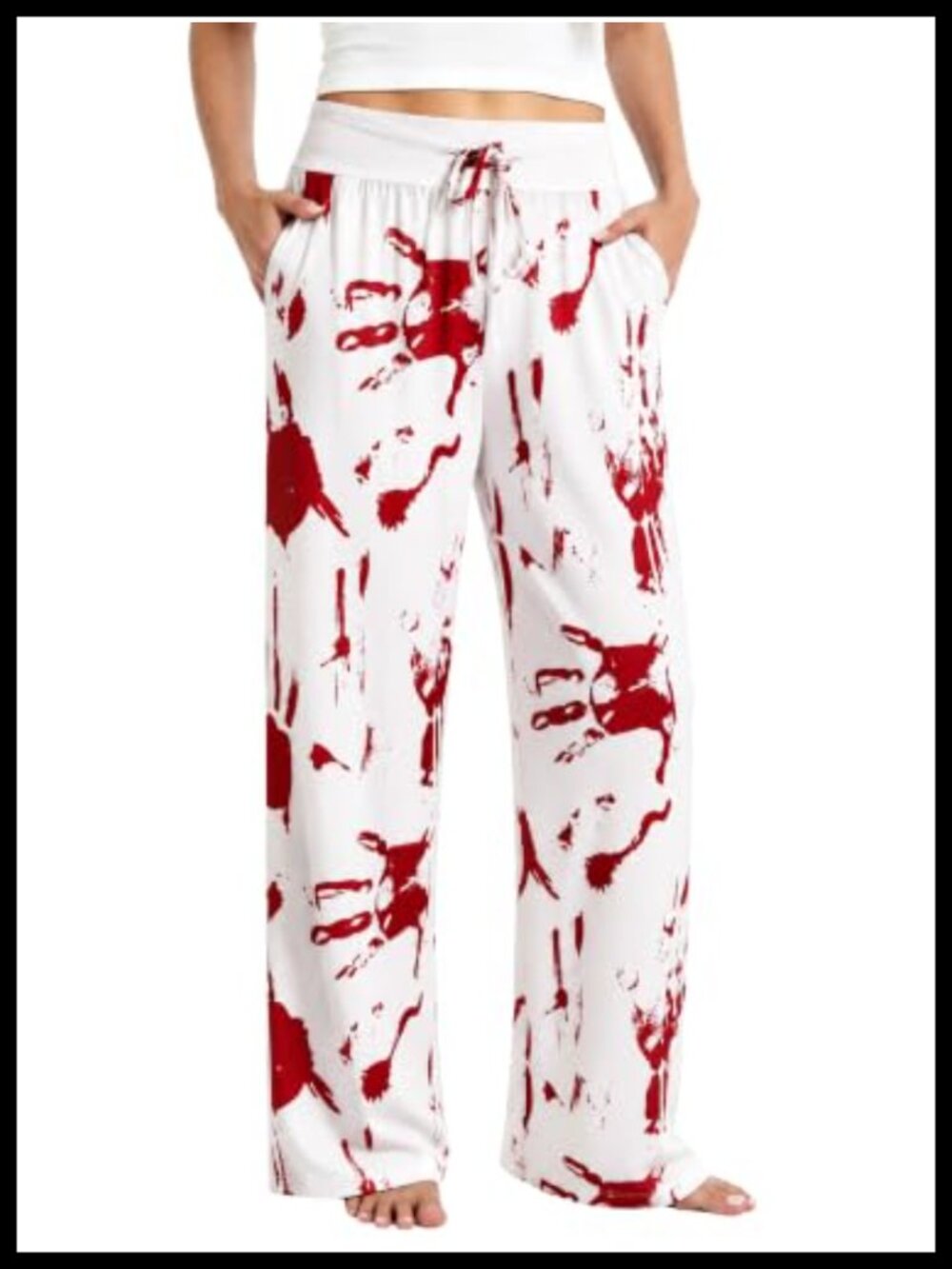 Womens Halloween Pajama Pants High Waist Stretch Drawstring Lounge Bottoms